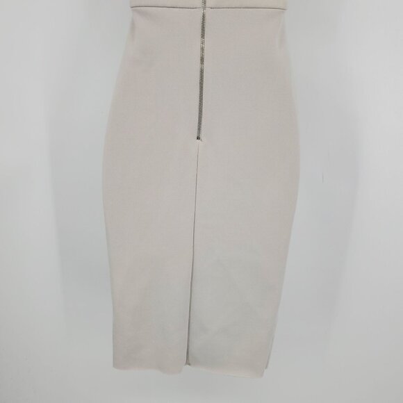 Bec & Bridge Tan Women's Crossed Look Open Front Midi Dress Size 4 - Picture 10 of 10